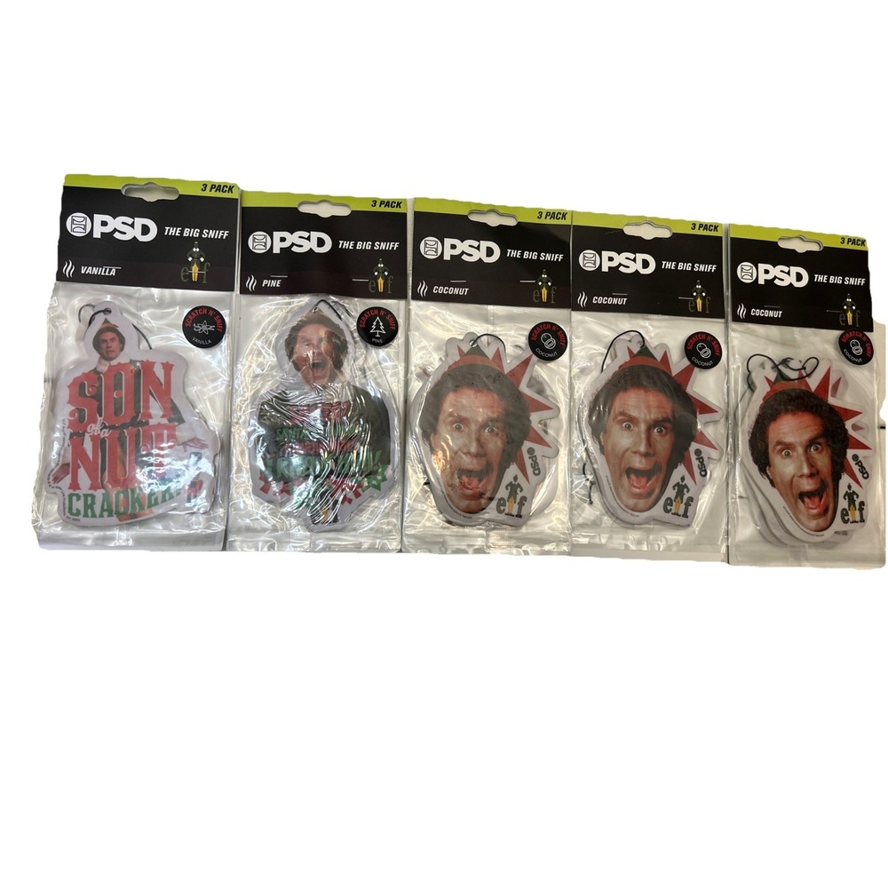 PSD The Big Sniff‎  Elf  Christmas Air Freshener 3 Pack Lot Of 5